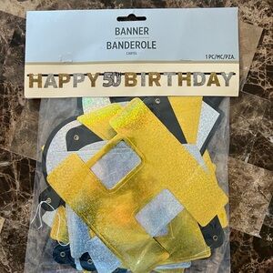 Happy 50th Birthday Gold and Silver Birthday Banner